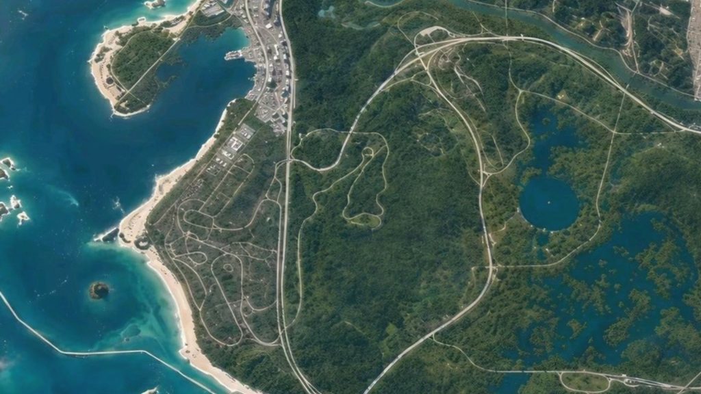 Leak GTA 6 mappa sebring, Vista dall'alto di quello che dovrebbe essere il circuito di Sebring