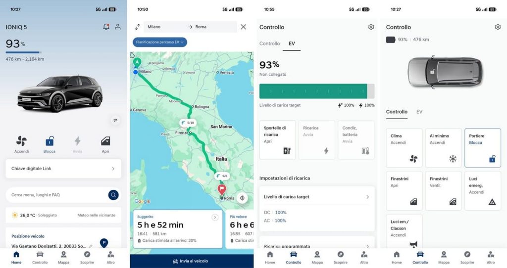 La nuova interfaccia dell'app myHyundai, per dispositivi Android e iOS