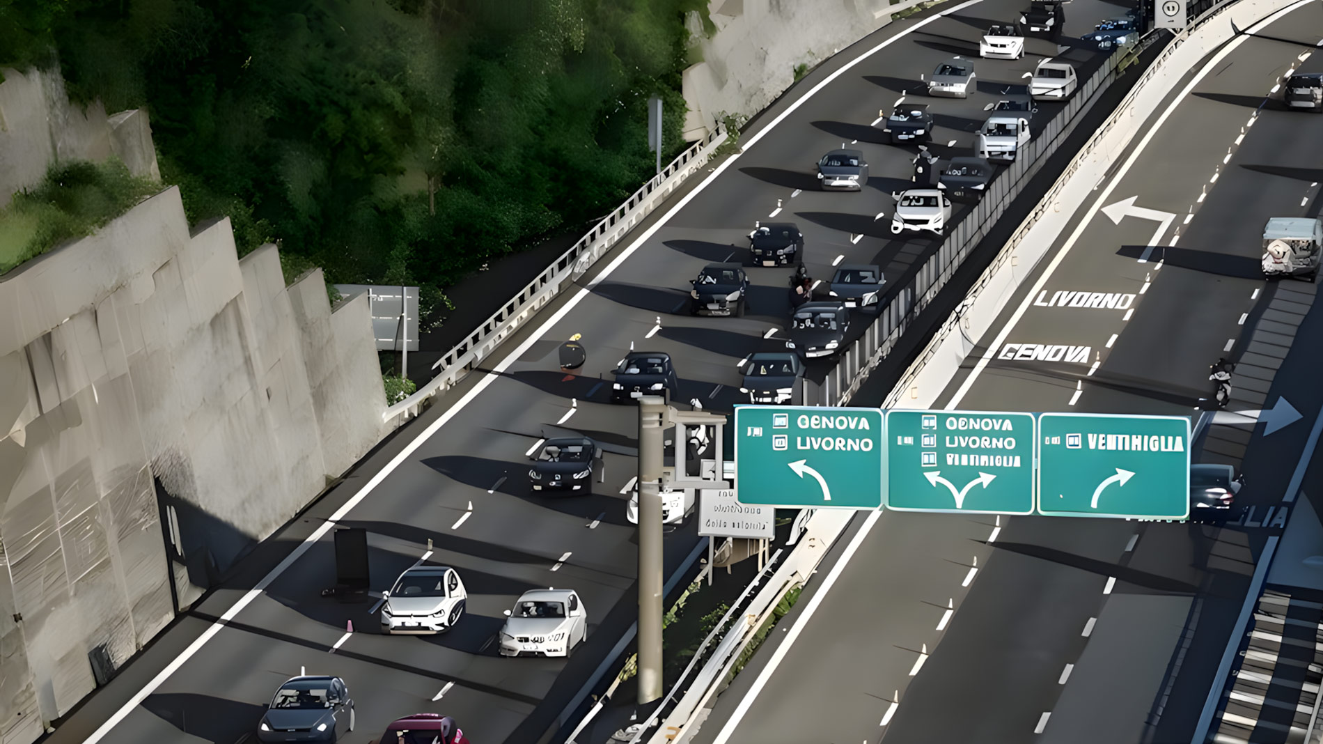 Veicoli che superano a destra su autostrada, corsie di marcia, regole di circolazione