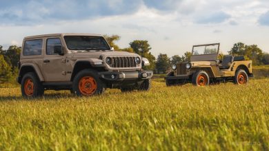 Jeep Wrangler JL-2A insieme alla Willys CJ-2A della 1945