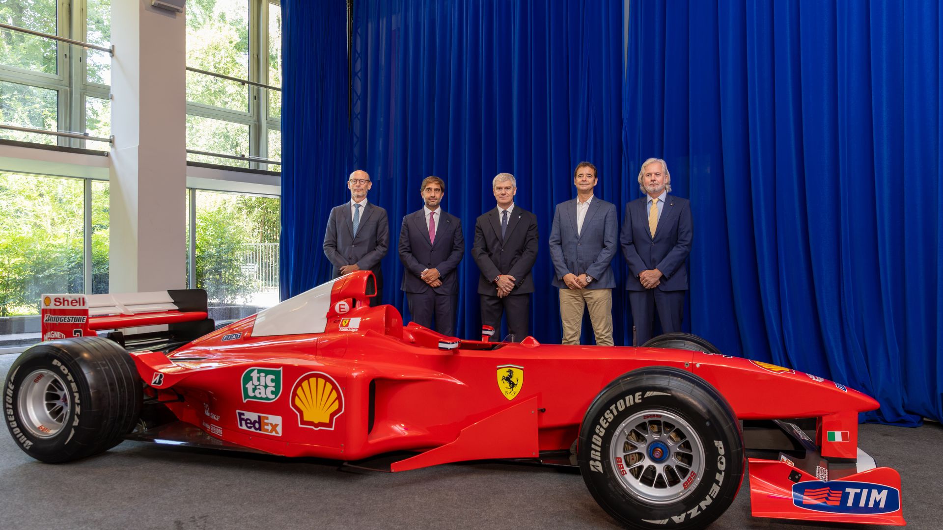 Monoposto F1 Michael Schumacher durante la conferenza stampa a Milano del Gran Premio Storico d'Italia al Mugello