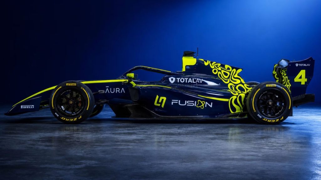 Vista laterale monoposto team LN4 Fusion di Lando Norris