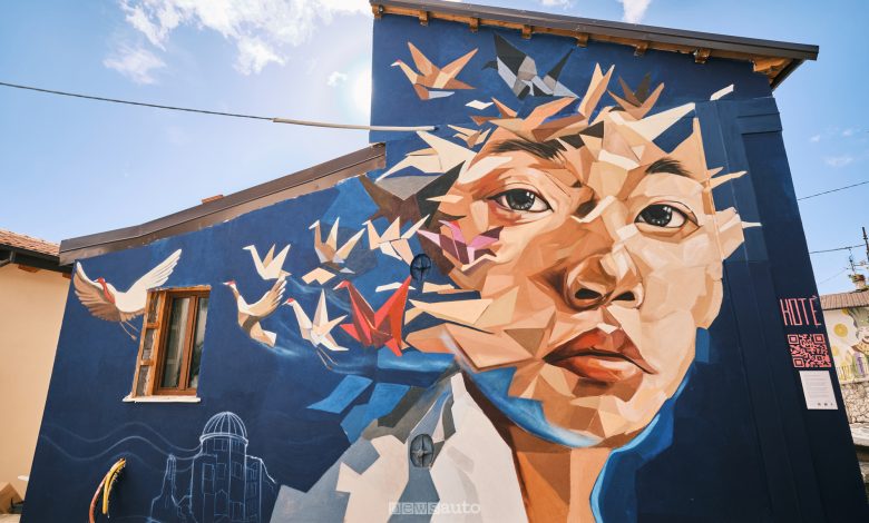Murale dell'artista Kotè per Hiroshima e la Pace ad Aielli