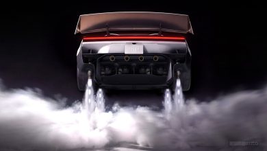 Tesla Roadster i razzi che permettono alla Tesla Roadster di sollevarsi da terra