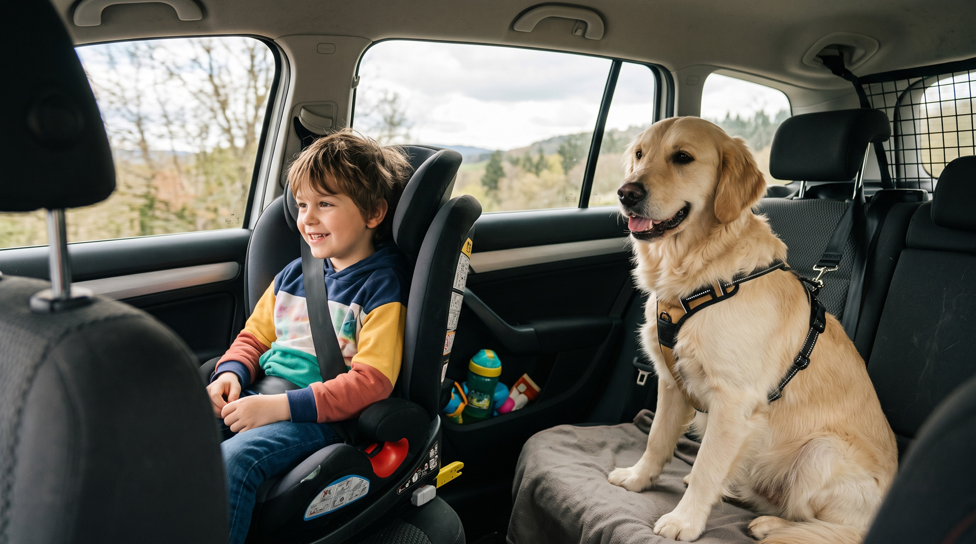 Bambini e cani in auto: come viaggiare in sicurezza e a norma