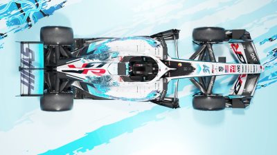 Livrea Haas GP Stati Uniti vista dall'alto